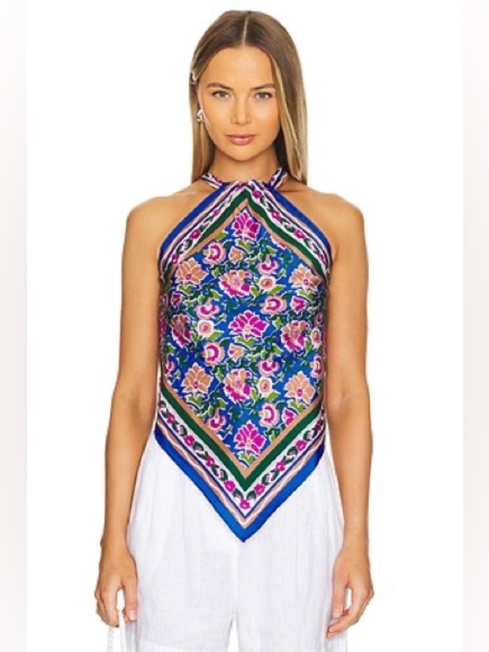 Veronica Beard Raphael Sarong Floral Silk Scarf Top | Size M/L
